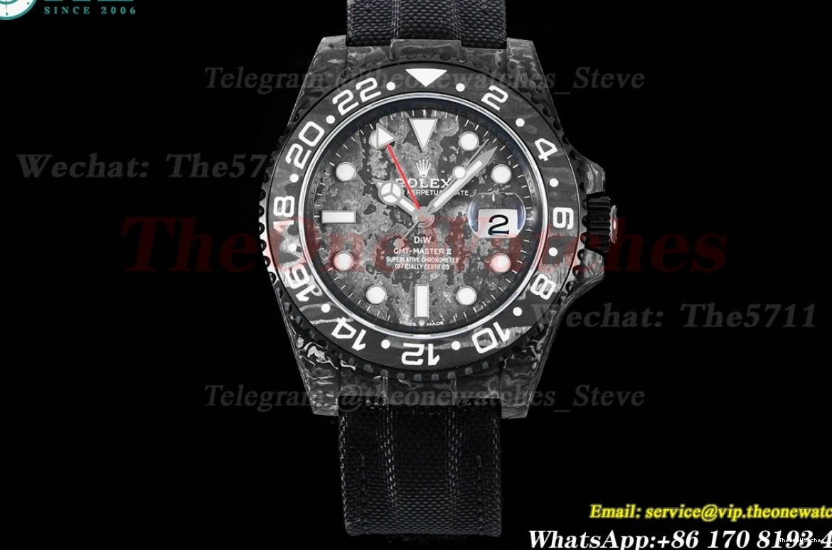 Black NY VR3186 VSF Master II Dial Textured Carbon GMT DIW 1229